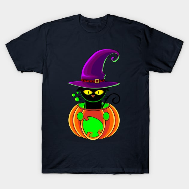 Halloween Cat T-Shirt by shamancake